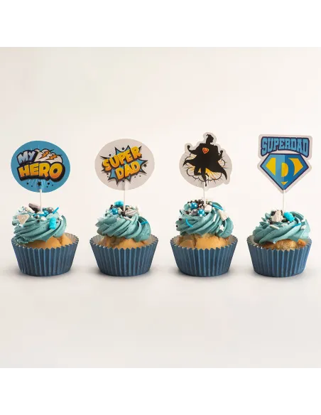 Set 8 toppers de papel Súper Papá  Dekora