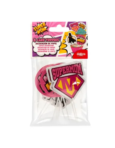 Set 8 toppers de papel Súper Mamá Dekora