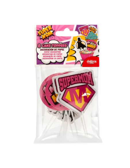 Set 8 toppers de papel Súper Mamá Dekora