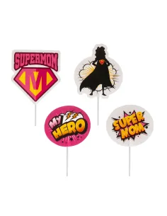 Set 8 toppers de papel Súper Mamá Dekora