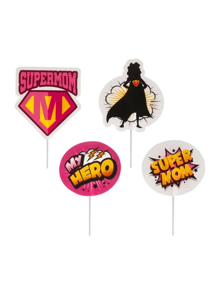 Set 8 toppers de papel Súper Mamá Dekora