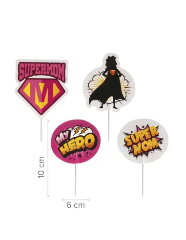 Set 8 toppers de papel Súper Mamá Dekora