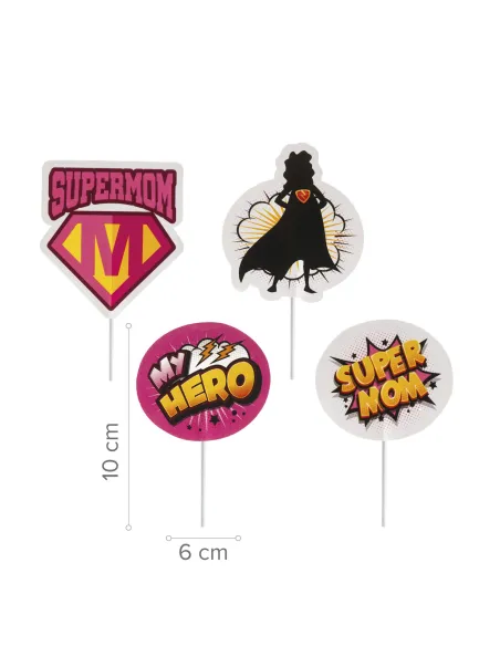 Set 8 toppers de papel Súper Mamá Dekora