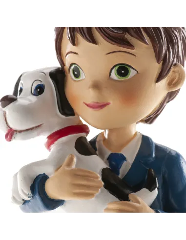 Figura niño comunión con perro 16,5 cm Dekora