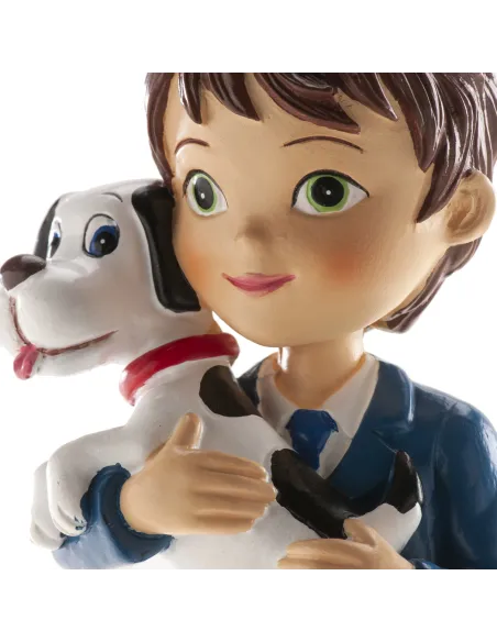 Figura niño comunión con perro 16,5 cm Dekora