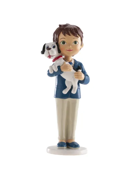 Figura niño comunión con perro 16,5 cm Dekora