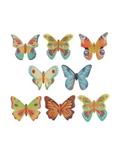 Set 8 mariposas de oblea de colores Dekora
