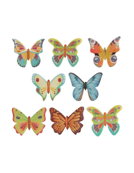 Set 8 mariposas de oblea de colores Dekora
