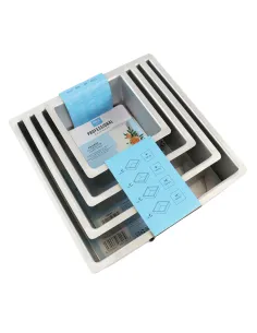 Set 4 Moldes cuadrados 15,2 - 20,3 - 25,4 - 30,5 x 10 cm altura PME