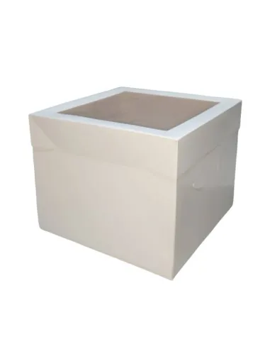 Caja blanca para tarta con ventana superior 25 x 25 x 25 cm
