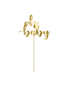 Topper tarta Oh Baby dorado PartyDeco