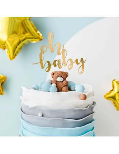 Topper tarta Oh Baby dorado PartyDeco
