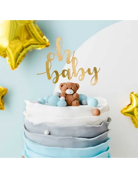 Topper tarta Oh Baby dorado PartyDeco