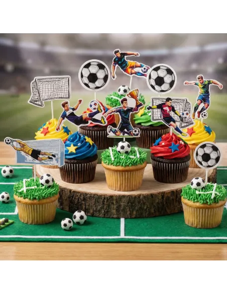 Set 16 toppers de papel Fútbol Dekora