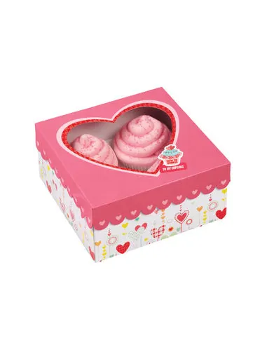 Set de 3 cajas para 4 cupcakes sonrisas Valentine