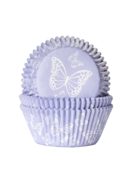 Cápsulas de papel lila mariposas HM