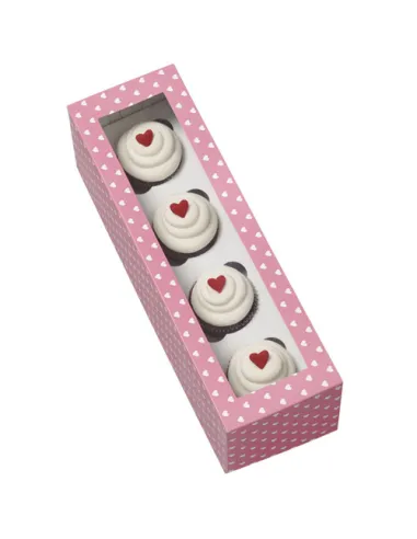 Set de 4 cajas rectangulares mini cupcakes 4u.