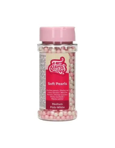 Perlas blandas nacaradas blanco y rosa 60 g Funcakes