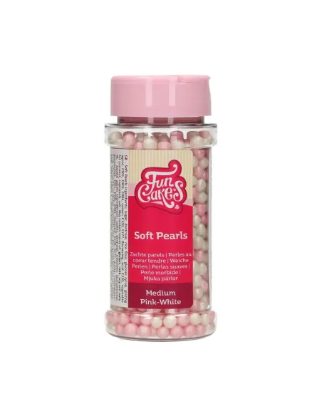 Perlas blandas nacaradas blanco y rosa 60 g Funcakes