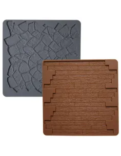 Set de tapetes texturizadores piedra y madera