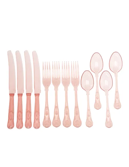 Set de 12 cubiertos de plástico rojos