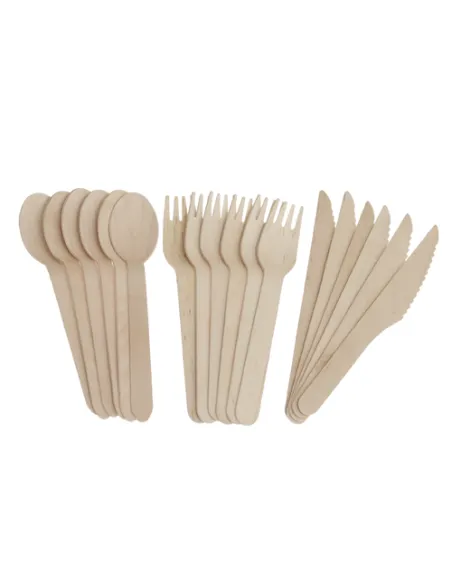 Set de 18 cubiertos de madera