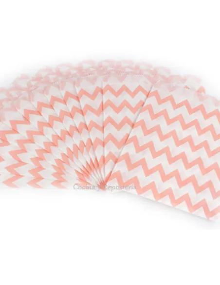 Bolsas de papel chevron rosa pastel