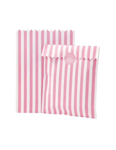 Set de 10 bolsas de papel rosa con pegatinas