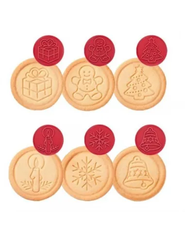 Cortador y 6 sellos para galletas motivos navideños