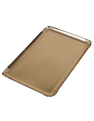 Bandeja rectangular de cartón dorado 31x37,5 cm