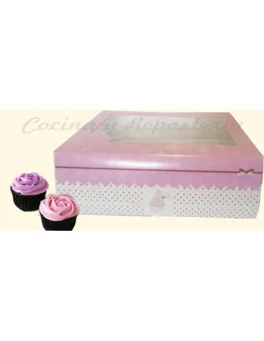 Caja 6 cupcakes rosa