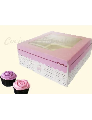 Caja 4 cupcakes rosa