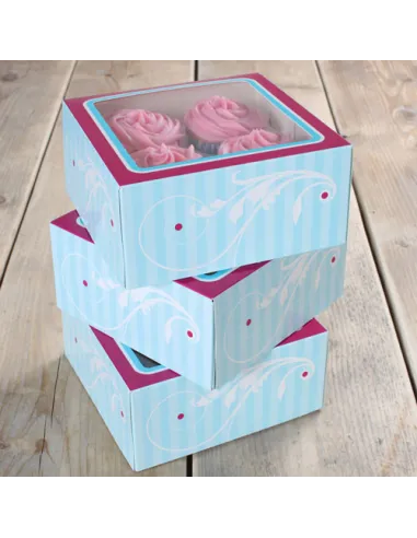 Set de 3 cajas para 4 cupcakes Diseño Elegante