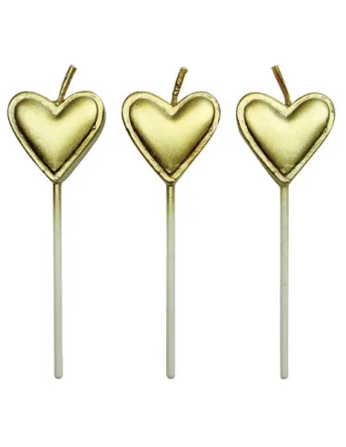Set de 8 velas corazones dorados