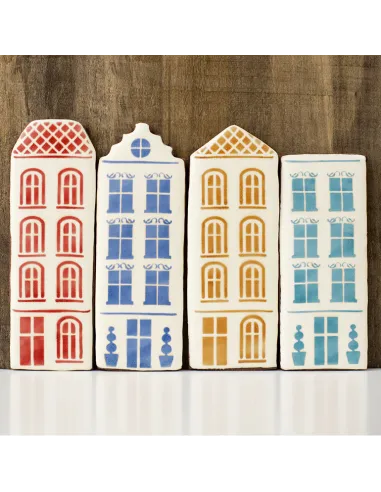 Stencil casita tejado escalonado Postreadicción