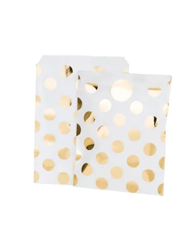 Set de 8 bolsas de papel lunares dorados con pegatina