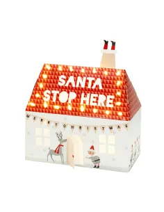 Casa con luces LED Papá Noel Navidad