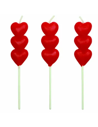 Set de 8 velas corazones rojos