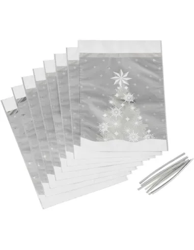 Set de 8 bolsas plata Arbol de Navidad