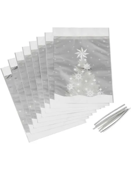 Set de 8 bolsas plata Arbol de Navidad