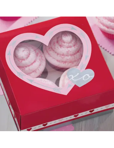 Set de 2 cajas para 4 cupcakes Corazón