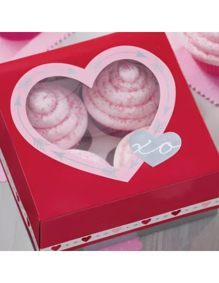 Set de 2 cajas para 4 cupcakes Corazón