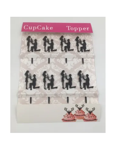 Set 8 toppers para cupcakes Novios