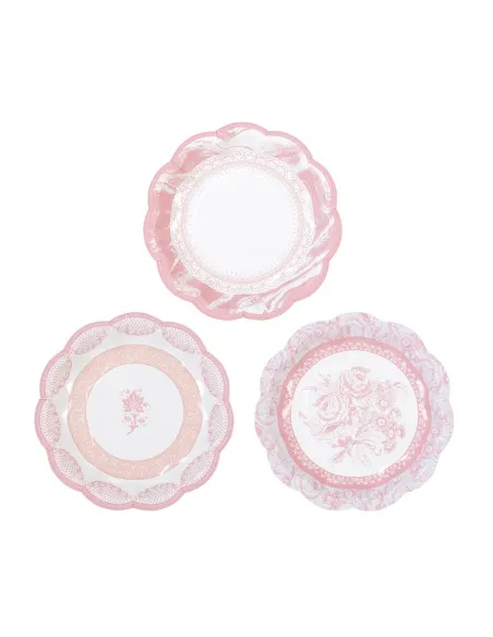 Set 12 platos rosa (3 diseños)
