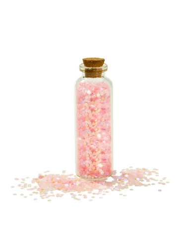 Botella confeti rosa brillante