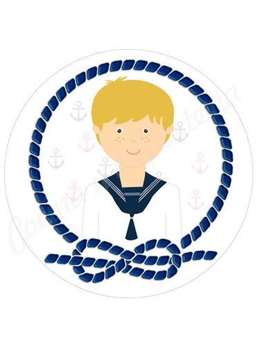 Papel azúcar galletas niño comunión pelo rubio