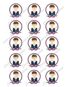 Papel azúcar galletas niño comunión pelo castaño