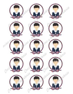 Papel azúcar galletas niño comunión pelo moreno