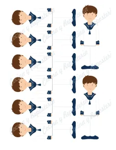 Papel azúcar niño comunión pelo castaño