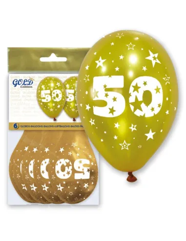Set 6 globos dorados 50 aniversario